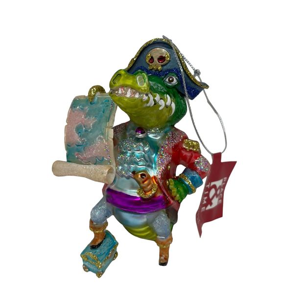 Crocodile Alligator pirate Christmas Ornament SPARKLES NWT Place & Time 4” - Picture 4 of 4